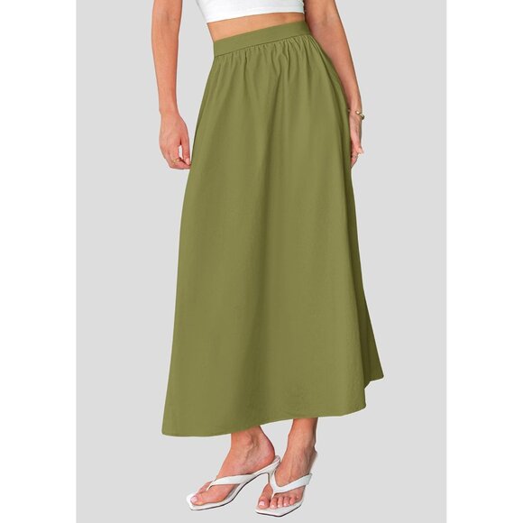 Comfortable 100% Cotton Maxi Skirt - Trendy High Waisted Flowy Ruffles & Pockets - Picture 7 of 8